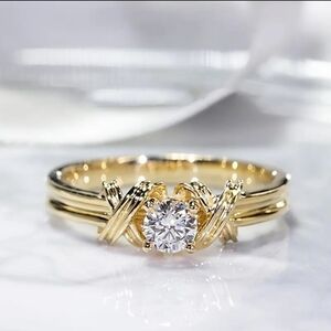 Elegant Gold Ring with Zercon Accent